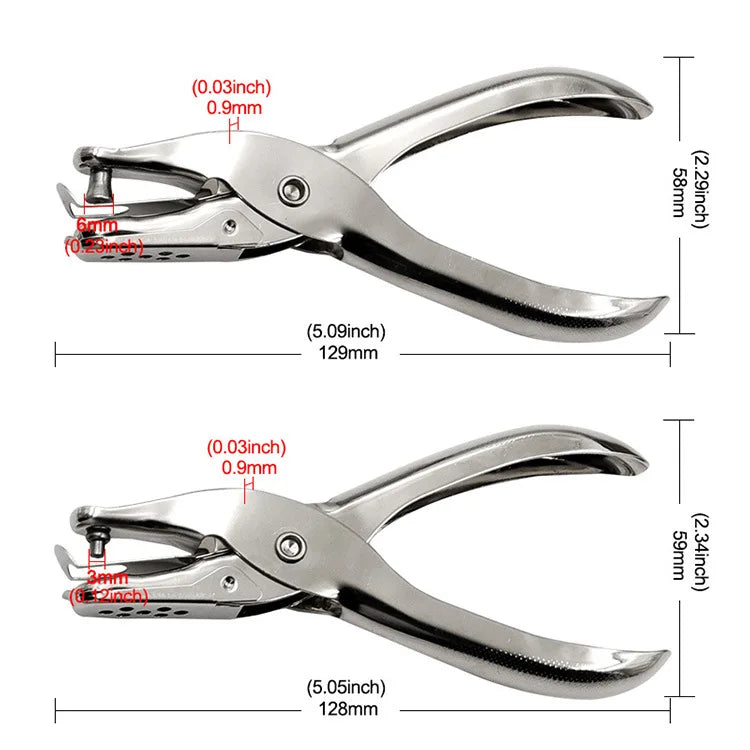 1pcs 3mm/6mm Mini Stainless Steel Punch Single Hole Punching Pliers Hand Press Pliers Binding Ticket Checking Punch