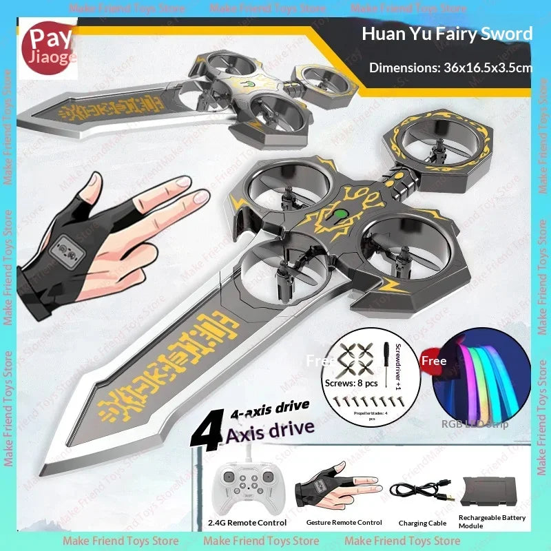 73cm Dual Control Control Flying Drone For Kids Rc Hand Sensing Remote Control Airplane Toy With Led Lights Easy To Fly Indoor