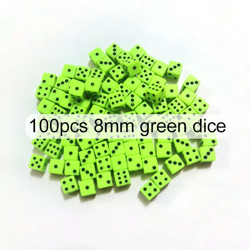 100pcs/lot 8mm Mini 6-sided Dice Acrylic for Party Leisure And Entertainment Gambling Props Chessboard Game Accessories TMZ
