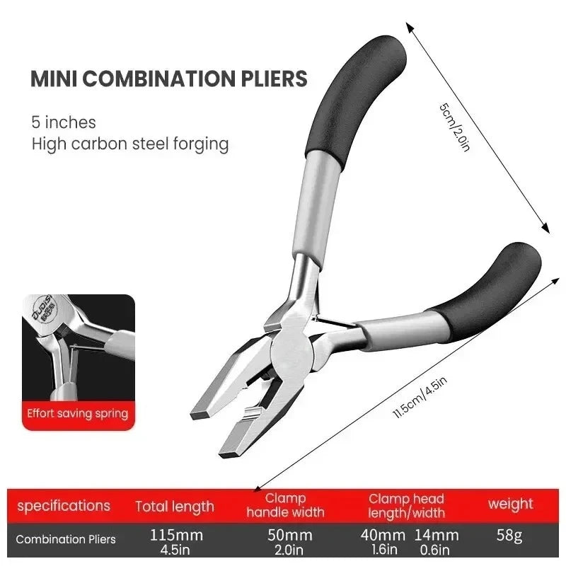 Mini Pointed Flat Mouth Extended Needle Nose Pliers Set with Oblique Tip for Wire Binding and Jewelry Making Tools