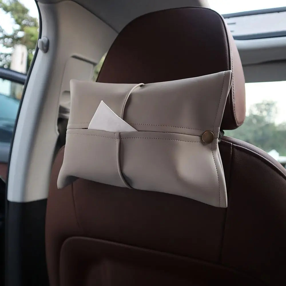 Car Tissue Box Leather Car Center Console Armrest Napkin Box Sun Visor Backseat Tissue Case Car Mounted Paper Box Tissue Box