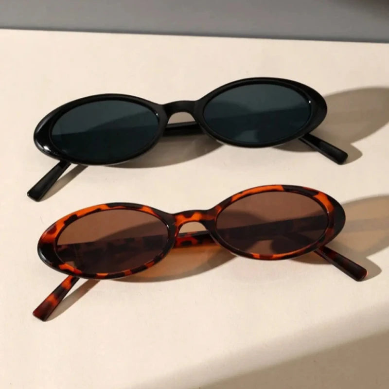 Hiking 2PCS Small Frame Oval Anti Light Glasses Classic Plastic Decorative Eyewear For Outdoor Travel Driving Seaside Holidays