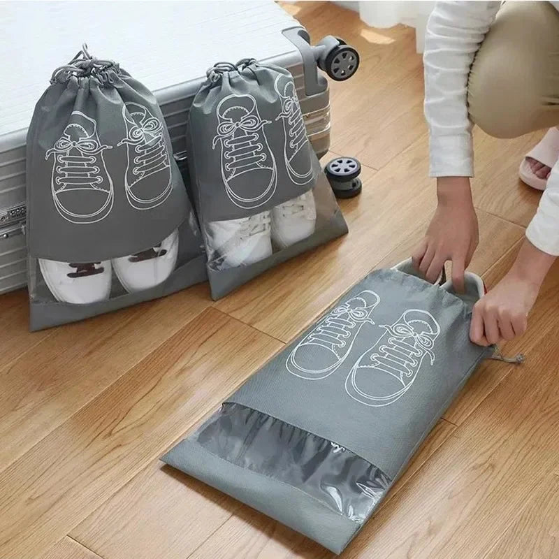 10pcs Shoes Storage Organizer Bags Non-woven Travel Portable Closet Bag Waterproof Pocket  Storage Bag Closet Organizer