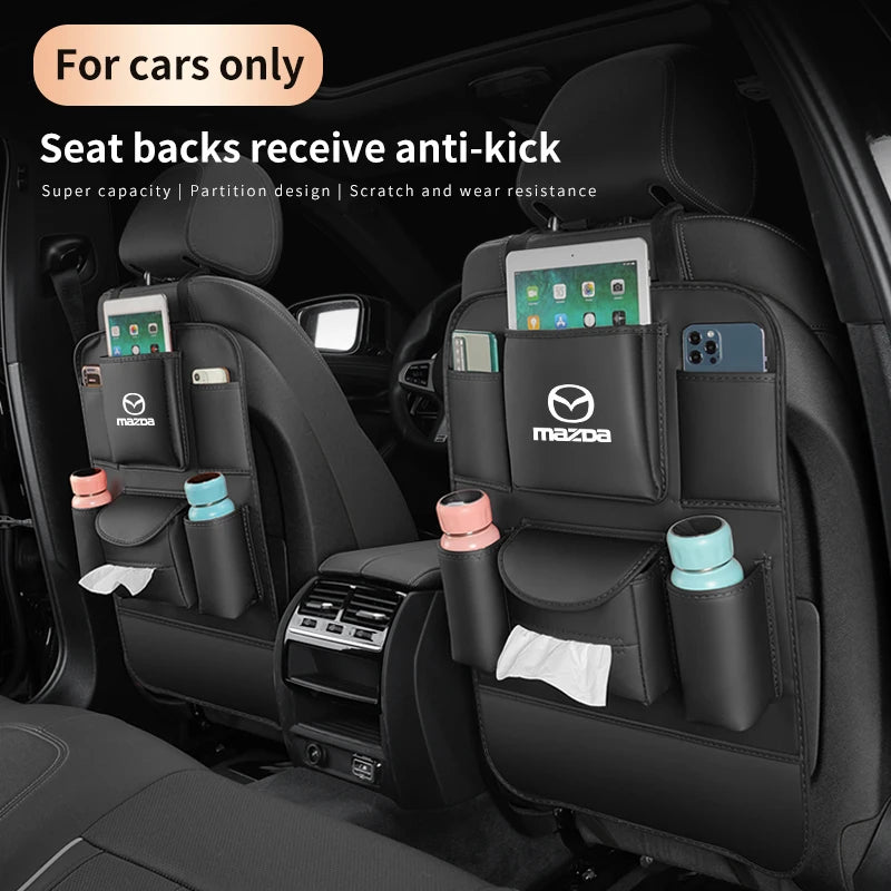 For Mazda 3 5 6 SKYACTIV Axela Atenza CX30 CX5 CX8 CX9 MX5 RX8 RX7 BT50 Car Seat Organizer Seat Back Storage Bag Pad Accessories