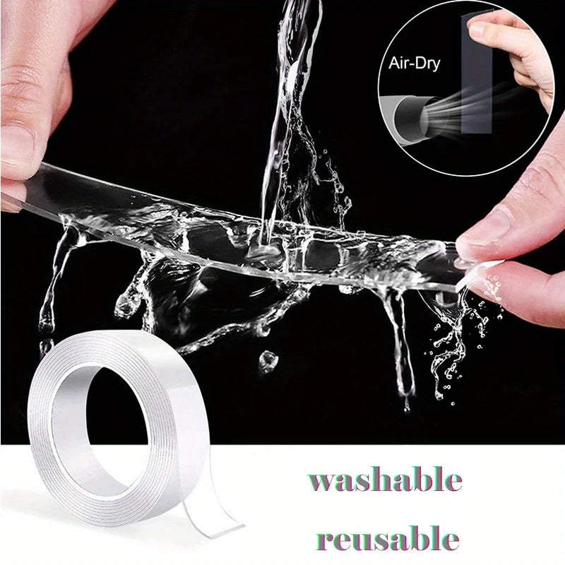 double sided tape"Versatile Reusable Double-Sided Waterproof Adhesive Tape - Perfect for Kitchen and Bathroom Supplies"