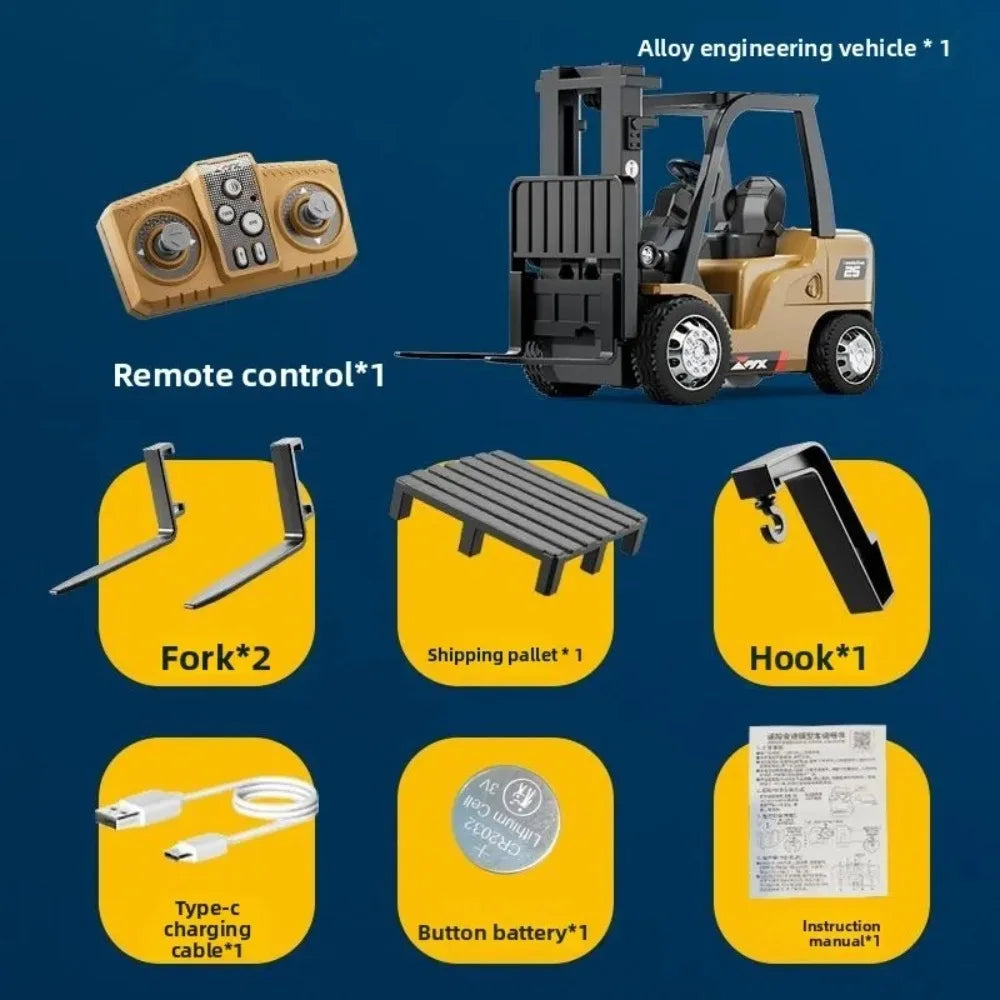 Y2k 1/64 Ask Nanfeng Remote Control Alloy Forklift Engineering Vehicle Desktop Game Toy Model Series Boys' High end Gift