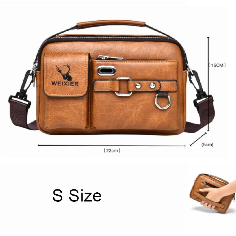 Men's Large Capacity Business Briefcase Quality PU Leather Shoulder Messenger Bag for Gentlemen Leisure Travel Attach Valise