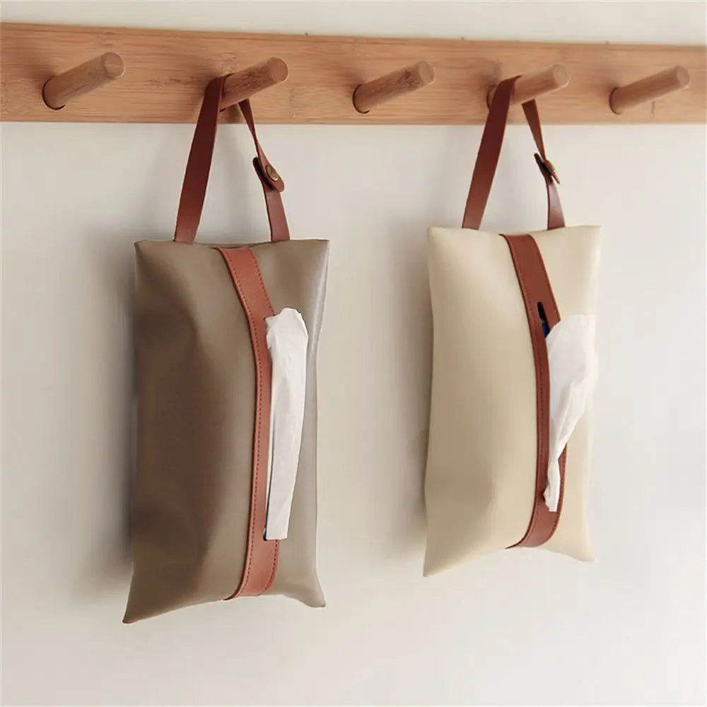 With Zipper Leather Pu Hanging For Car Hanging Tissue Cover Bag Toilet Tissue Storage Bag Car Tissue Box Paper Holder