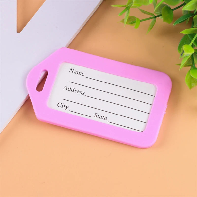 20pcs Luggage Tags Suitcase Label Bag Travel Accessories Luggage Bag Tag Name Address ID Label Plastic Suitcase Baggage Tags
