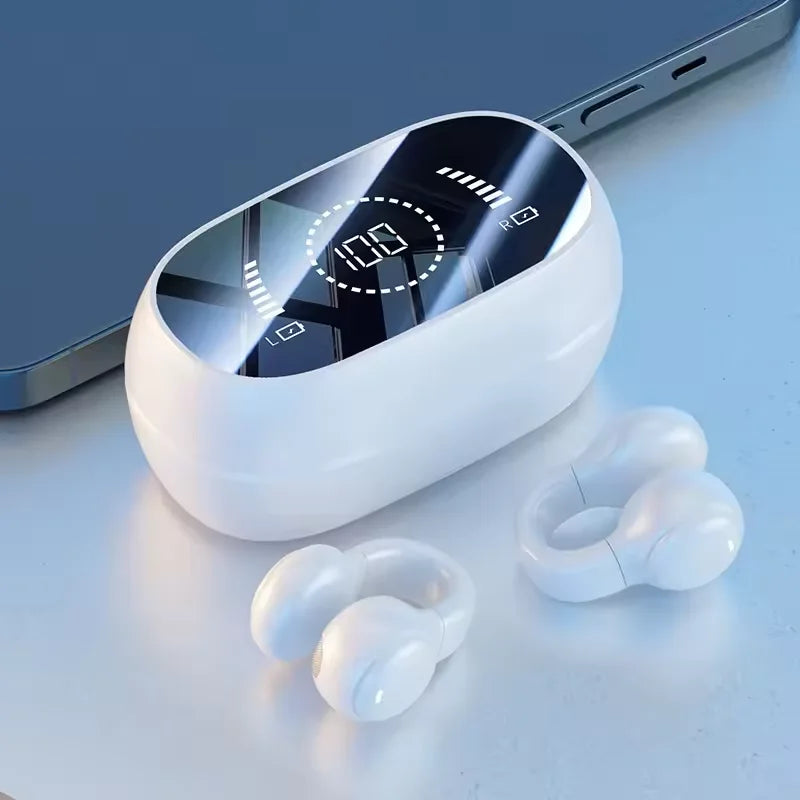 2026 New Mirror Digital Bisplay Soft Rubber Ear Clip Wireless Bluetooth Headset Noise Reduction HD Lossless Suitable For Sports