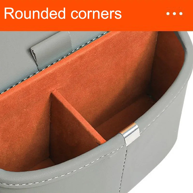 Center Console PU LeatherCup Holder,Car Front Seat Organizer with Compartment Universal Car Armrest Storage Box with Tissue Slot