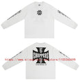 Men's Women's Casual Wear Vintage Style Gothic Font West Coast Long Sleeve Heavyweight Waffle Fabric Unisex High Street Top