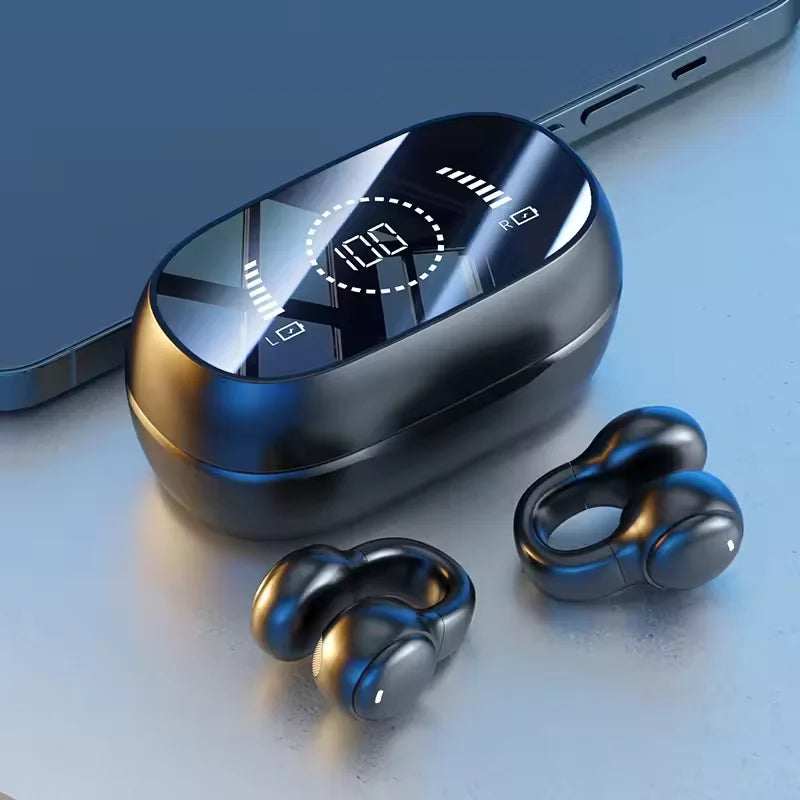 2026 New Mirror Digital Bisplay Soft Rubber Ear Clip Wireless Bluetooth Headset Noise Reduction HD Lossless Suitable For Sports