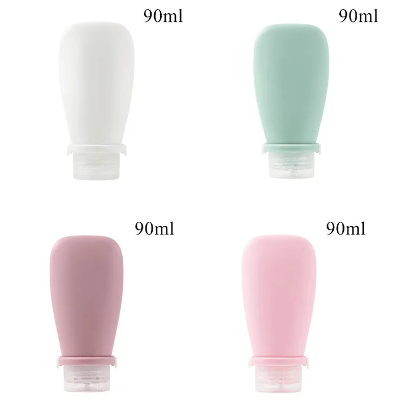1/4pcs Portable Silicone Travel Bottle Cosmetic Storage Refillable Lotion Bottle Leakproof Shampoo Squeeze Tube Empty Bottle