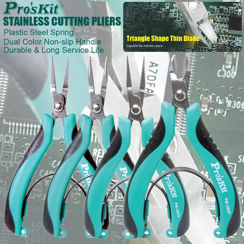 Pro'skit Stainless Steel Precision Cutting Pliers Side Cutter Suitable for Electronics Jewelry Fishing Professional Tools Pliers