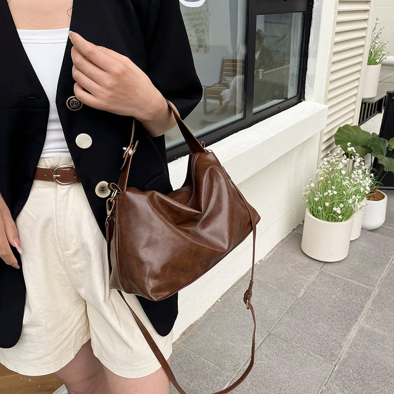 2025 Winter New Retro Rectangle PU Solid Color Zipper Water Proof Crossbody Bags High Quality Multiple Compartments Bags