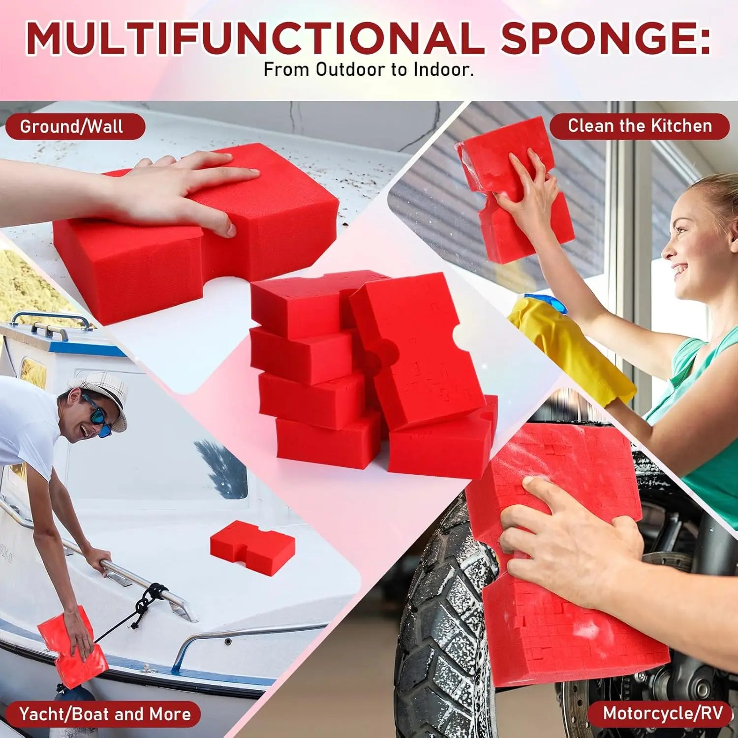 Car Wash Sponge,  Scratch-Free Car Cleaning Sponge, Durable Cross Cut Grid Sponge for Auto Multi Use Cleaning Washing Surfaces