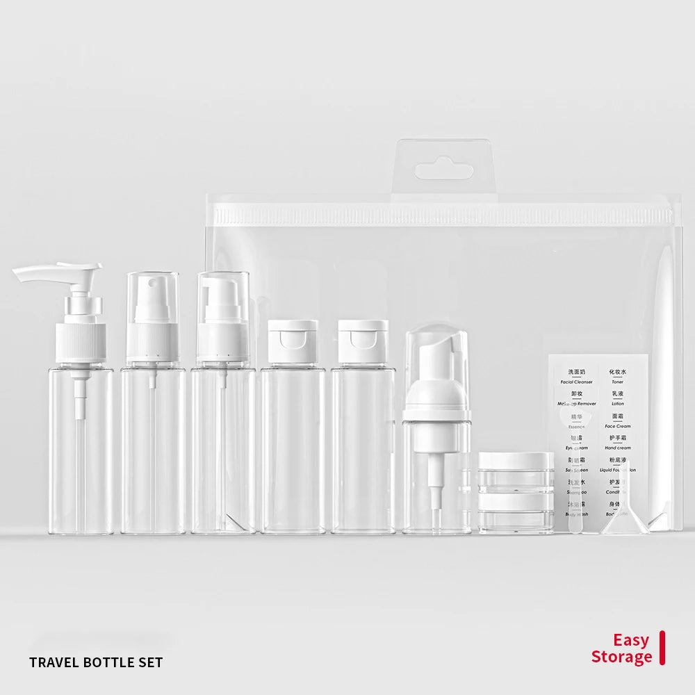 11pcs/Set Travel Botttle Set 60ml Refillable Bottle Soft Plastic Lotion Shampoo Container Squeeze Tube Empty Bottle Wholesale