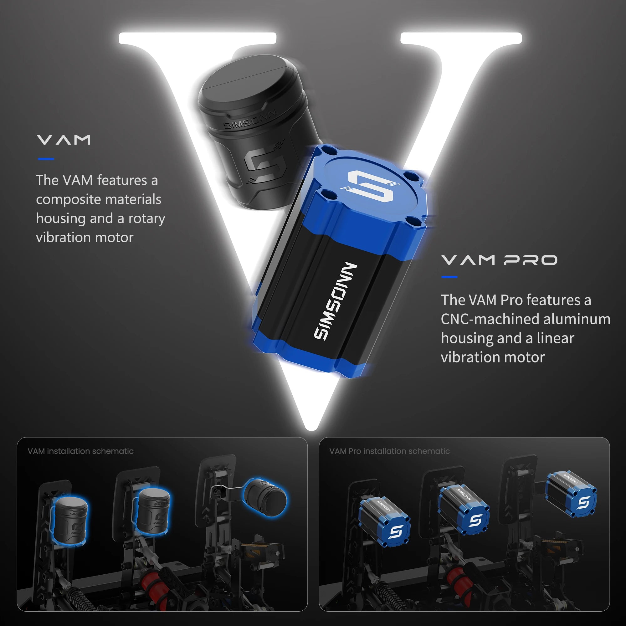 SIMSONN VAM and VAM Pro Linear Motor Vibration Feedback Haptic Reactor for the Pro X Ultra or Plus X Pedals (No Control Box)