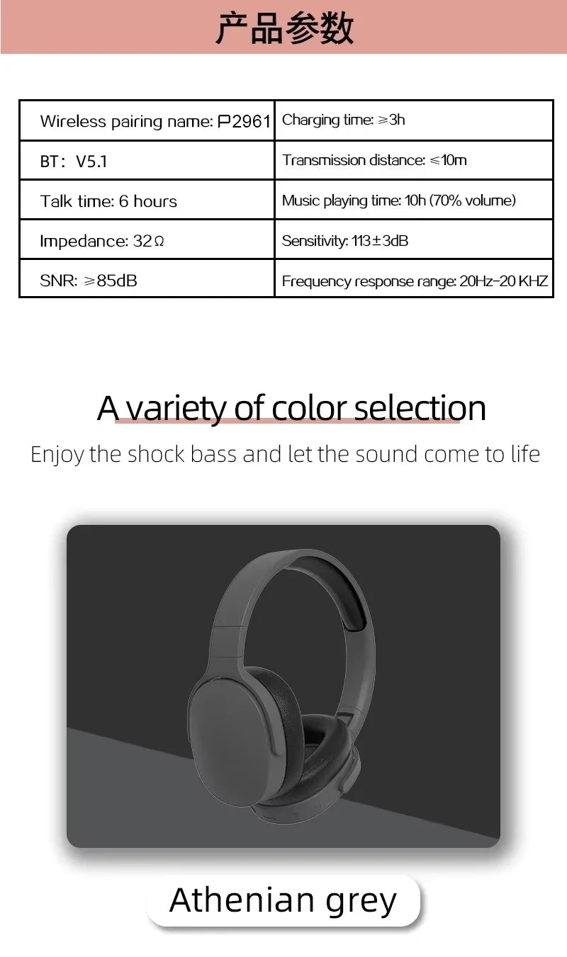 Bluetooth Headsets Gaming Headphones Dual Mode Wireless Earphones Foldable Noise Reduction Music Headsets For iPhone Xiaomi