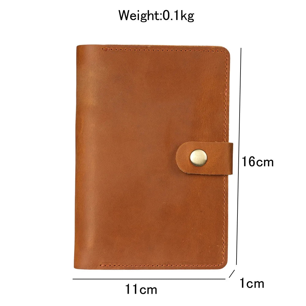 Cow Leather Journal Cover for Field Notes Portable Refillable Notepad with Pen Holder Pocket Notebooks Fits 3.5'' X 5.5'' Diary