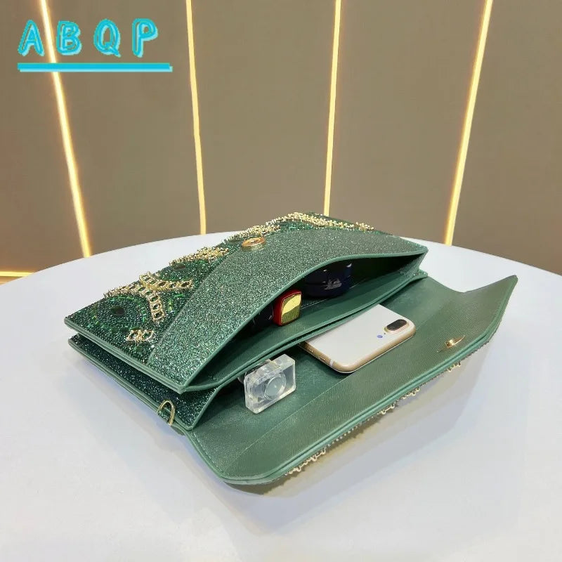 New Dinner Clutch Diamond Dinner Party Women's Shoulder Bag Luxury Brand Diamond Sparkling Fashion Women's Bag High Quality