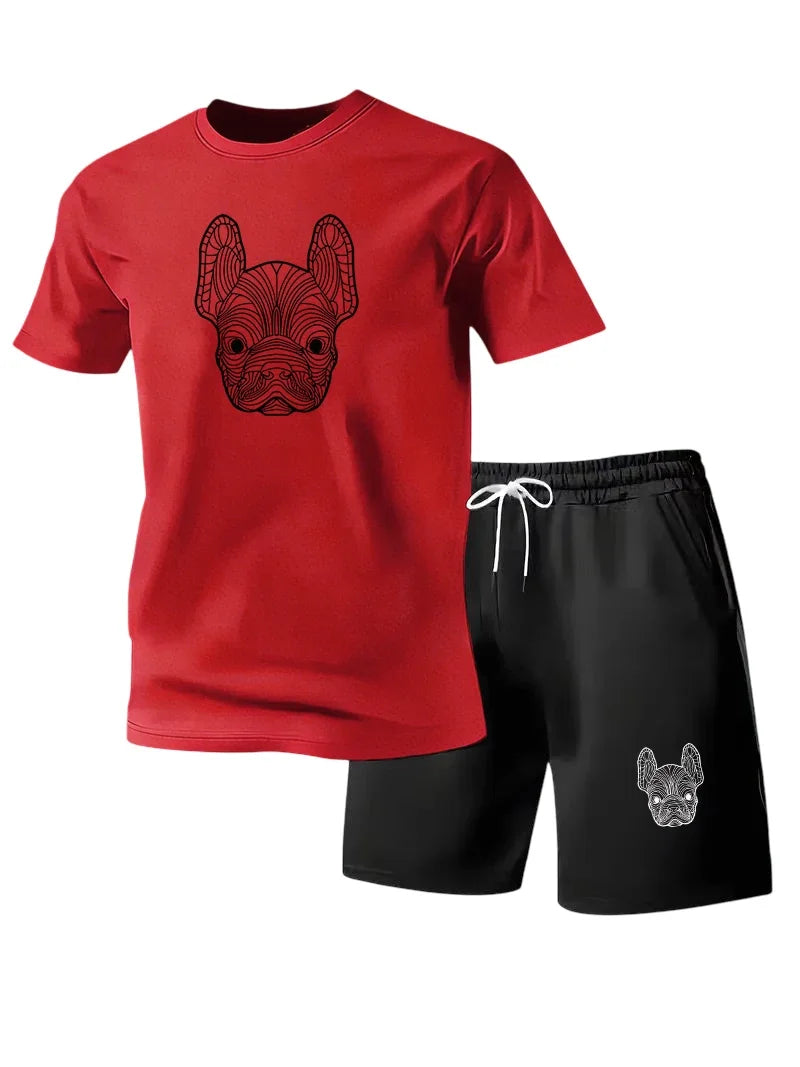 Summer Men's Quick Dry Casual Short Sleeve T-Shirt And Shorts Set City Street Fashion Running Sports 2-Piece Suit