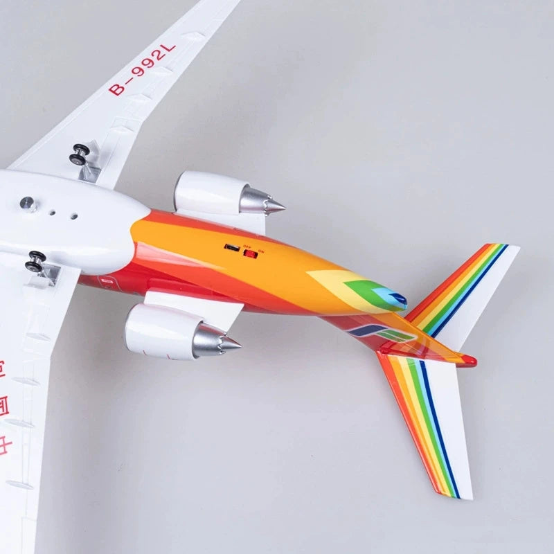 47cm Commercial Toy Model Arj21 Plane Model Civil Aviation Airplane Airliner Ornament With Wheels And Lights Home Decor