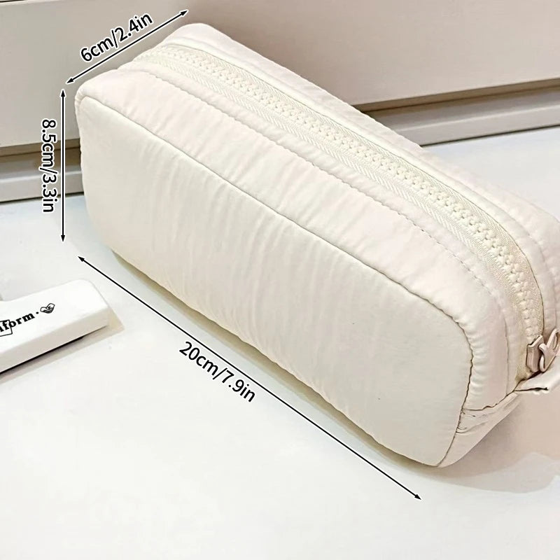 INS Pencil Case Large Capacity Pen Bag Cute Stationery Case Makeup Pouch Back to School Pink Pencil Case with Mesh Pocket 필통