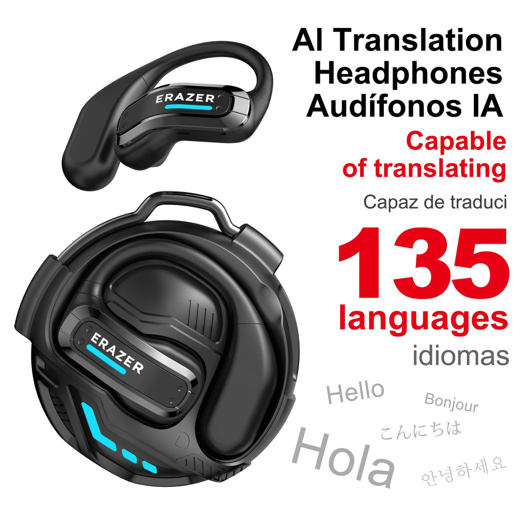 ERAZER X8 AI Translator Earbuds Gaming Bluetooth 5.4 Wireless Headphones Low latency HD Call Earphones with Mic Waterproof