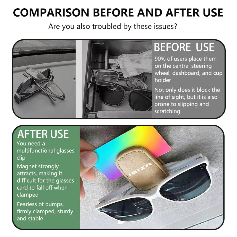 Car Eyeglass Holder Glasses Storage Clip Organize Accessories For Seat Exeo Altea Arona Toledo Ibiza Leon Cupra E-racer Ateca