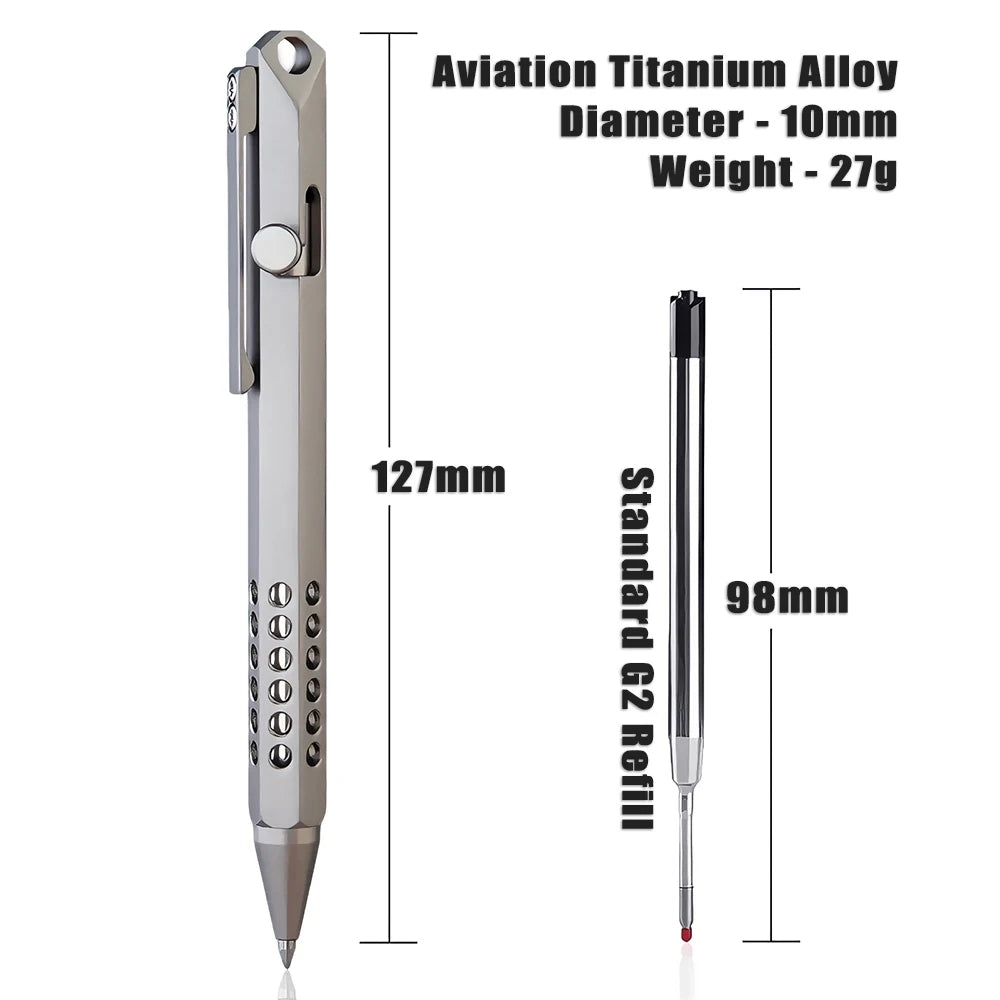 High Quality TC4 Titanium Tactical Pen Business Signature Pen Emergency Glass Breaker Security Protection Survival Supplies