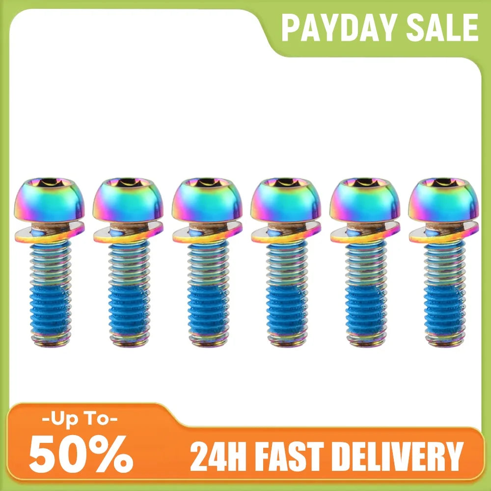6Pcs M6x17mm Bike Crank Caliper Handlebar Stem Fixing Screws with Washer Bike Disc Brake Clamp Bolts Bicycles Riding Accessories