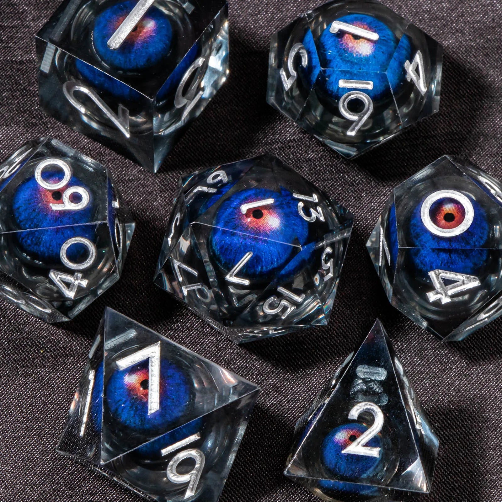 DND Liquid Core Dice Set D&D, Sharp Edge Resin Dungeon and Dragon Dice, Role Playing RPG D and D Dice D20 D12 D10 D8 D6 D4