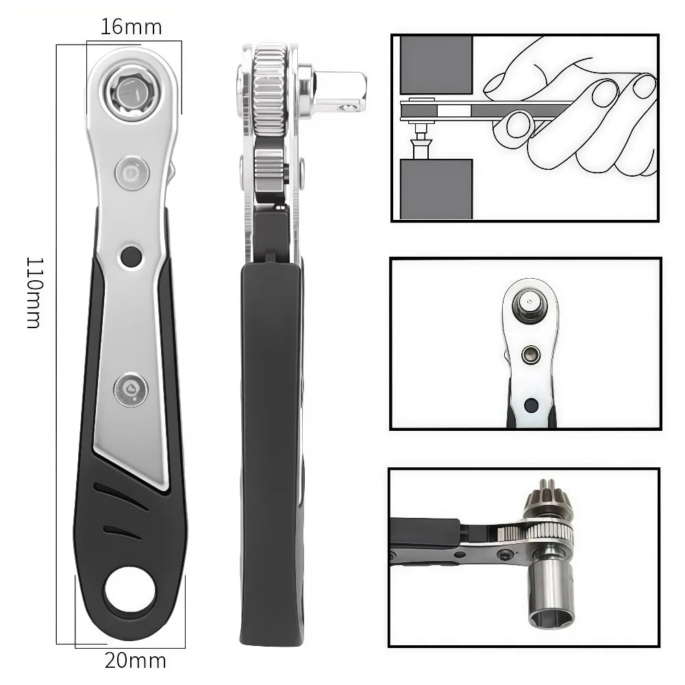 1/4 Inch Screwdriver Socket Wrench Set Hex Short Socket Set Ratchet Wrench 36 Tooth Drive Ratchet Socket Wrench BitsTool Set
