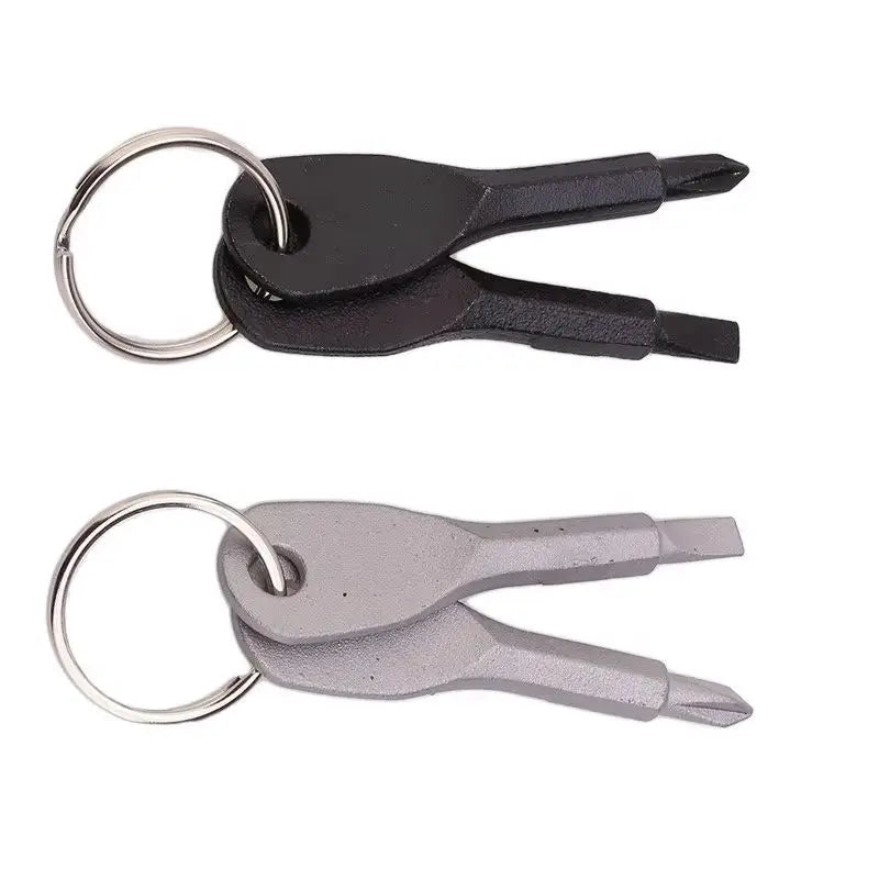 2Pcs Mini Keychain Screwdriver Set Cross Flat Head Stainless Steel Carabiner EDC Multi-tool Camping Tool