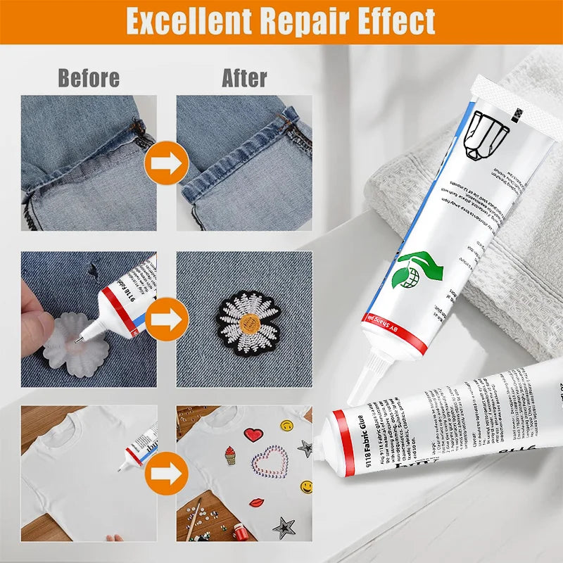 15/60ml Super Strong Fabric Sewing Glue Waterproof Quick Dry Fabric Adhesive Universal Transparent Sealant Clothing Repair Tool