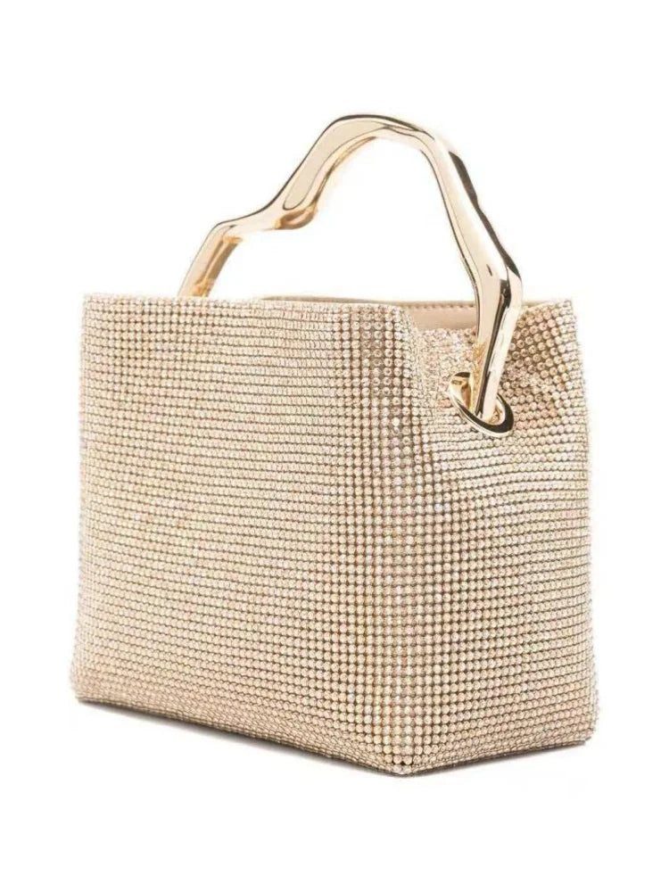 Luxury Shiny Square Rhinestone Evening Handbag Delicate Studded Diamond Tote Bag Wedding Party Purse Evening Clutch Bag