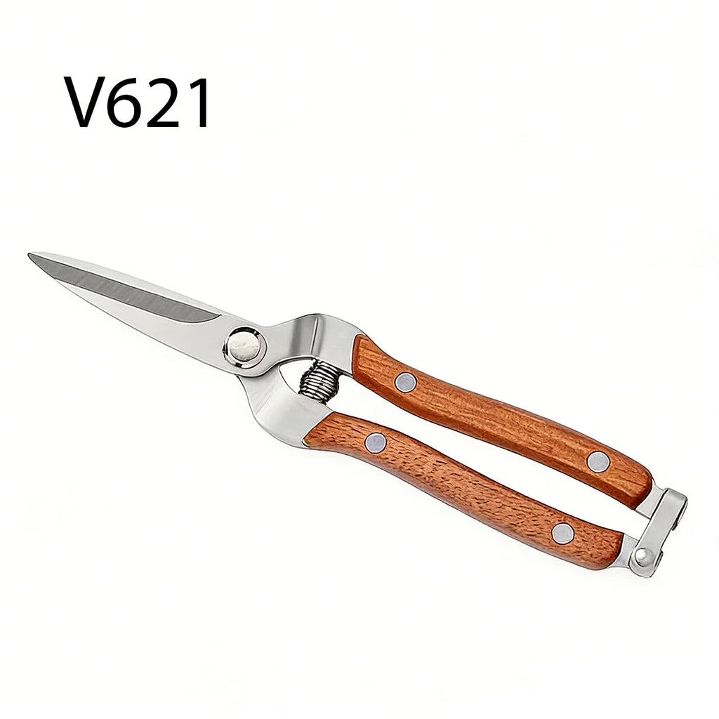 Stainless Steel Garden Pruners, Wooden Handle Bypass Shears