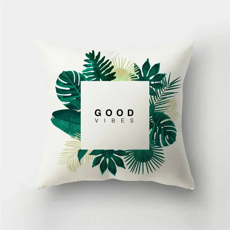 Fresh Summer Leaves Double-sided Printed pillow cover Short plush Suitable living rooms bedrooms sofas throw cushion cover