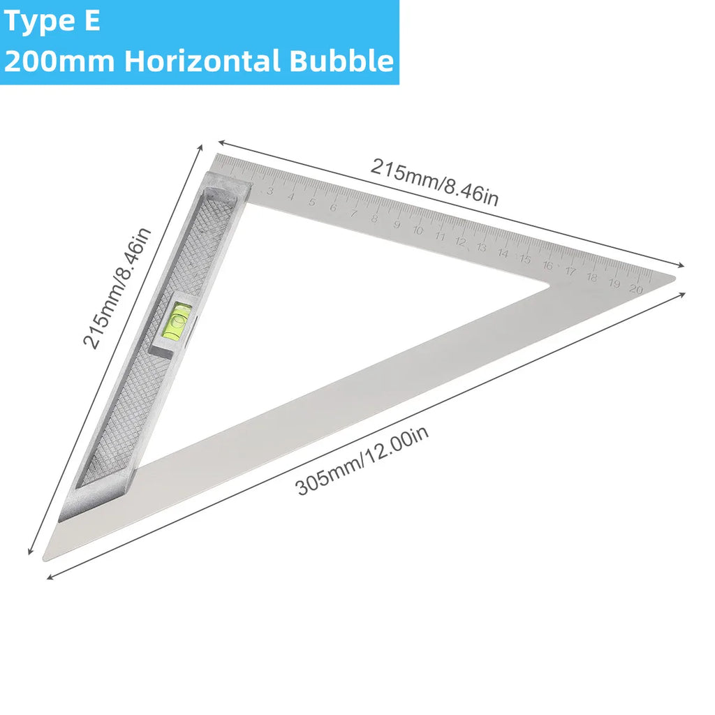 200/250/300mm Aluminum Square Ruler Right Angle 90 Degree Turning Rule Woodworking Measuring Tool Angle Square Carpenter Ruler