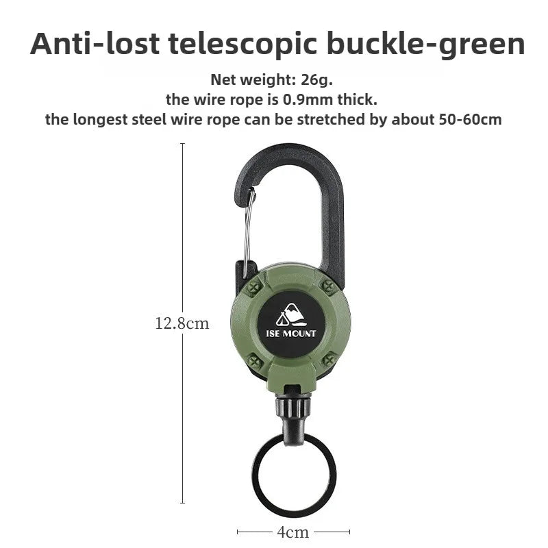 ISE MOUNT Outdoor tactical buckle Telescopic buckle Wire rope Multifunctional keychain Camping High rebound Anti-lost rope