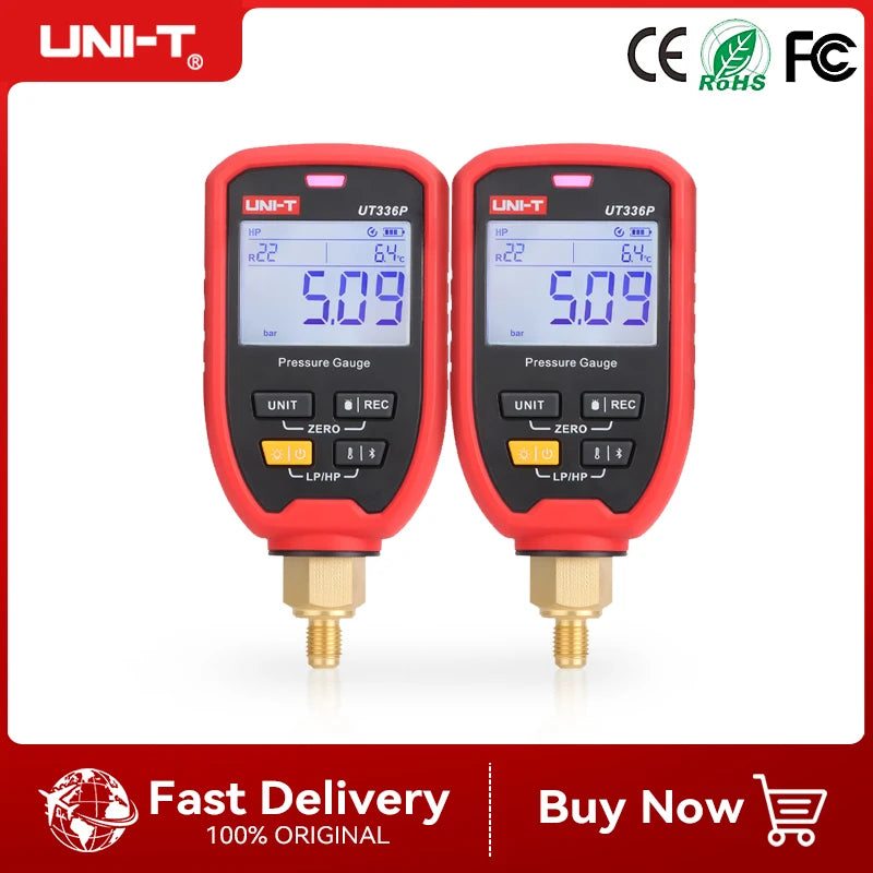 UNI-T UT336P UT336P KIT Wireless Pressure Gauge Bluetooth APP High-pressure Gauge Air Conditioning Refrigeration System Tester