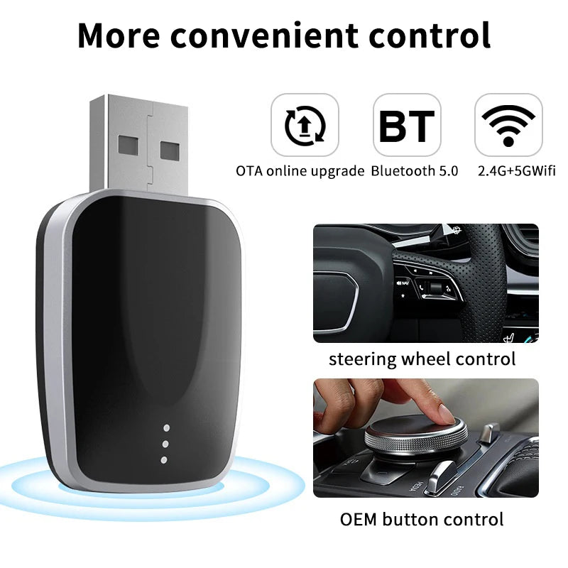 2in1 Wireless CarPlay Android Auto Adapter AI Mini Box Plug&Play Automatic Connection Compatible With 99% Of Cars For Car Radio▪