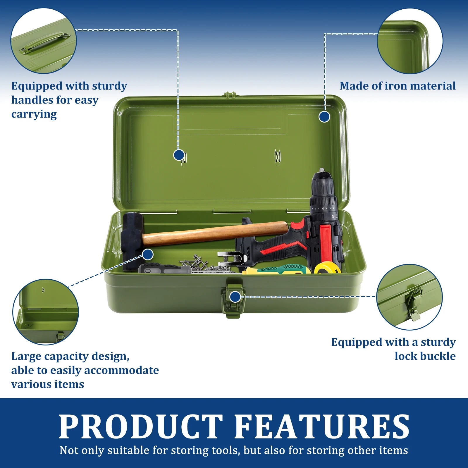 Hardware Tools Box Iron Tool Box Organizer Portable Metal Combination Suitcase Electrician Carpenter Electric Drill Storage Box