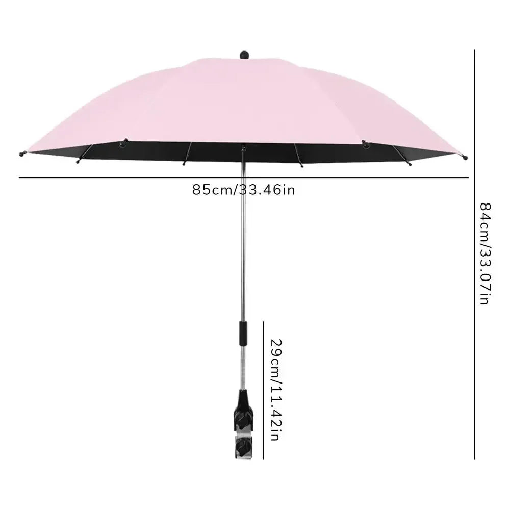 Umbrella For Stroller Foldable Trolley Shading Umbrella With Clamp Portable Travel Supplies Pushchair Attachment For Outdoor