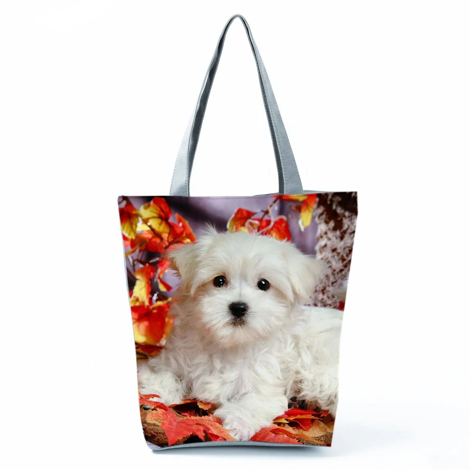 Cute Maltese Dogs Print Handbags Casual Women Shopping Bag Large Capacity Foldable Shoulder Bags Eco Reusable Travel Beach Totes