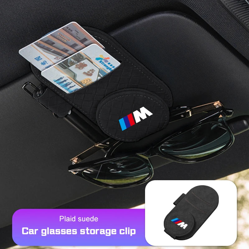 For BMW X1X2X3 X5 X6 X7 G01 G05 G30 F40 E90 F15 M M3 M5 i7 i8 Magnetic Leather Car Glasses Clip Sun Visor Sunglasses Holder Clip