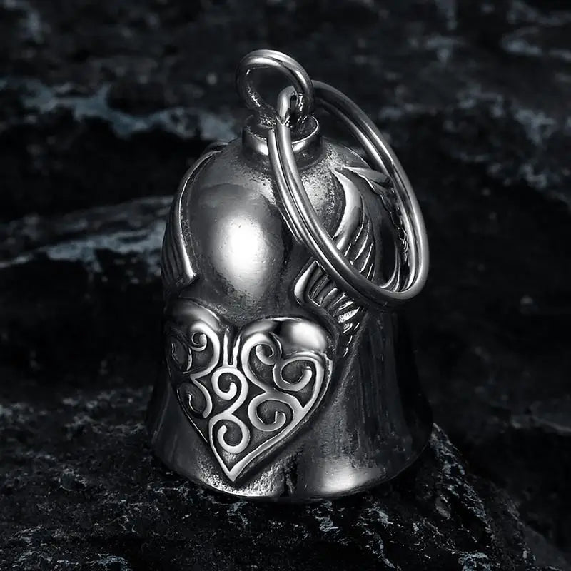 Motorcycle Riding Amulet Pendant Good Luck Heart Wing Riding Bell Retro Motorcycle Safety Jewelry Bell Decoration