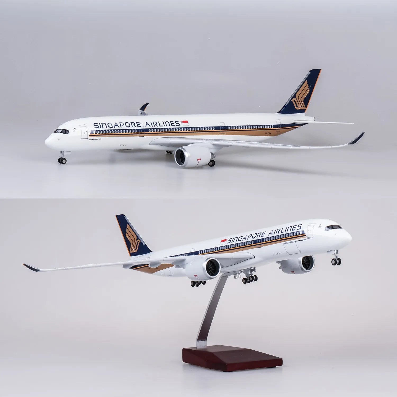 47cm Large Scale Toy Plane Singapore A350 Diecast Resin Airplane Model Kit with Stand for Aviation Enthusiast Gift or Collection